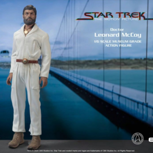 Star Trek figure with bridge background