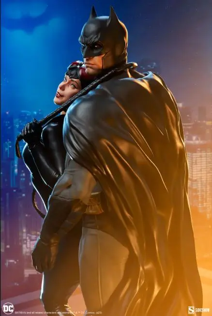 Batman and Catwoman in dramatic pose