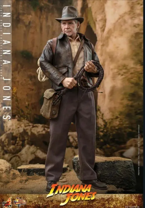 Explorer model posed in archaeological setting