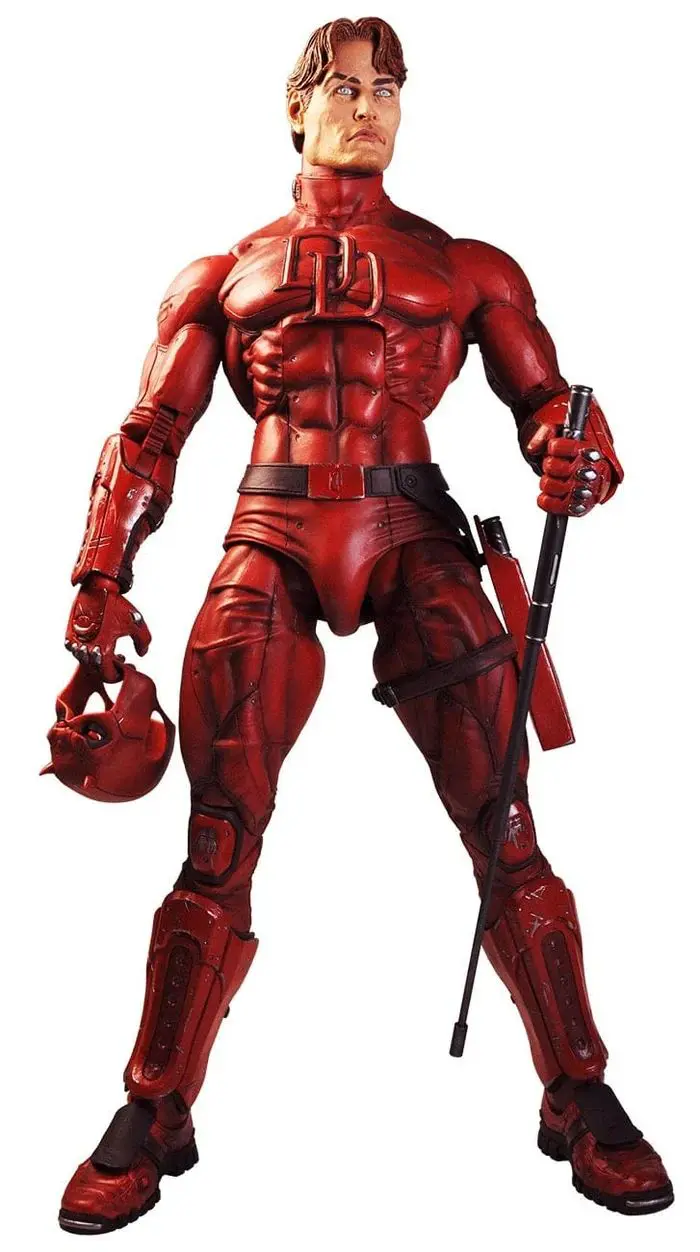 Superhero action figure with staff and helmet