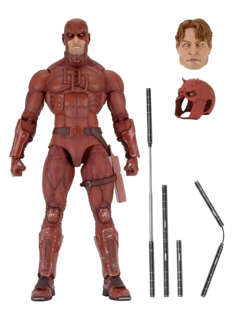 Superhero toy with detachable head and staff.
