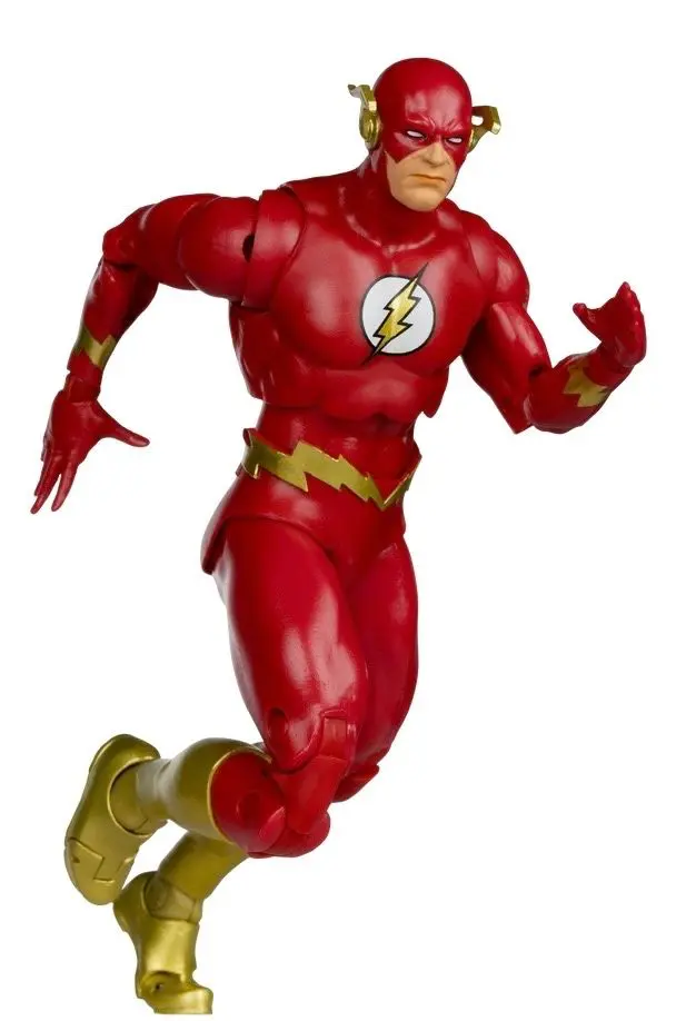 Dynamic superhero figurine in red costume