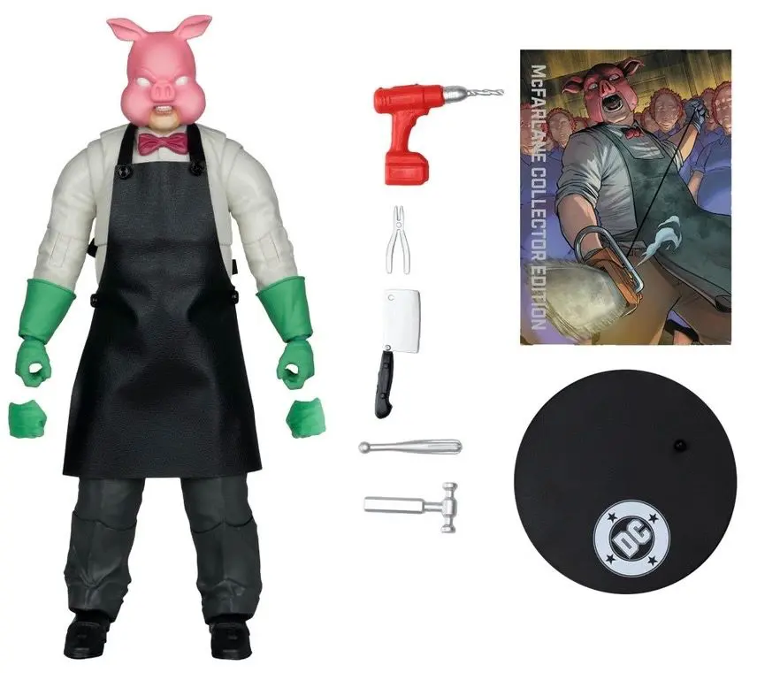 Cartoonish pig butcher figure set