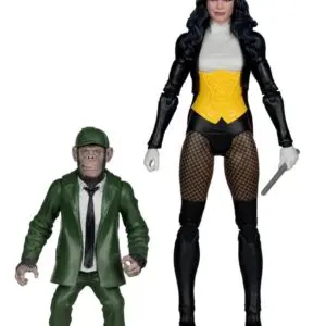 Action figures of magician and monkey in suits.