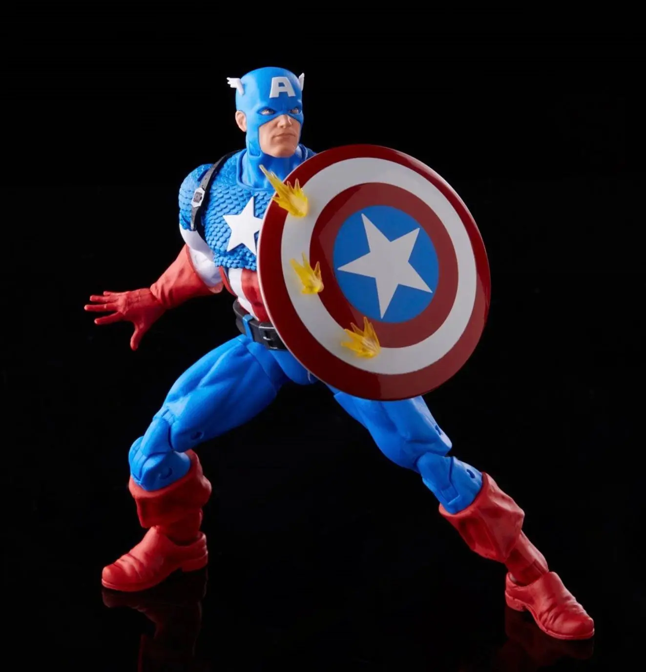Toy soldier posed with circular shield