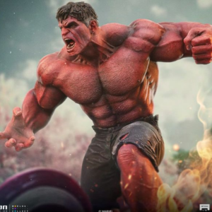 Muscular superhero in action pose
