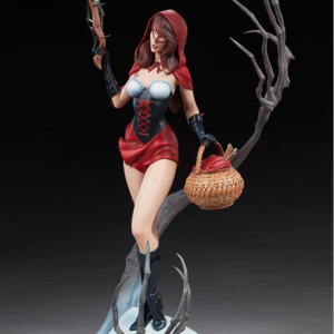 Fantasy figure with red cloak and basket