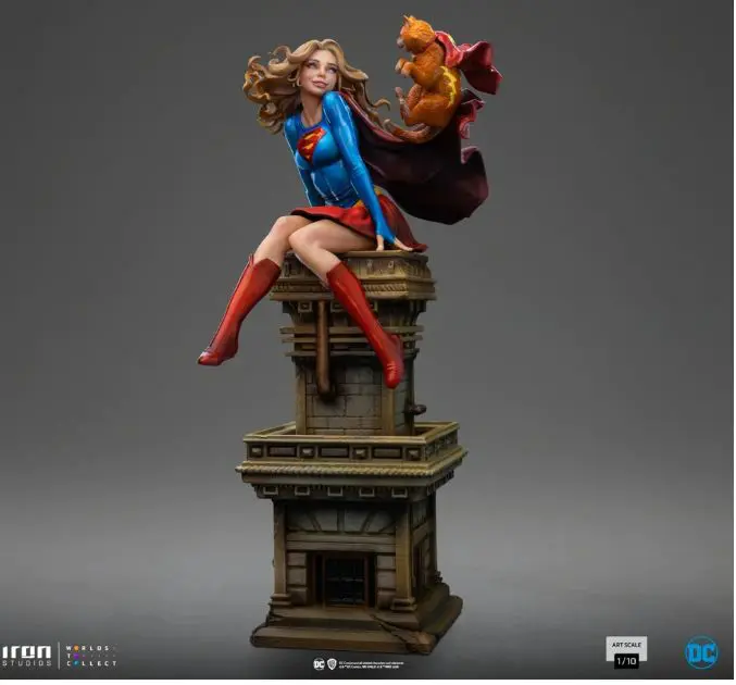 Superhero figure on a building model