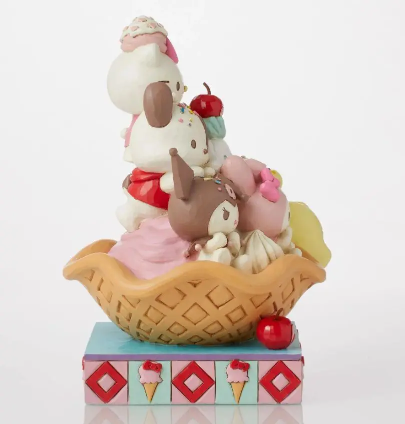 Cute characters in waffle bowl dessert