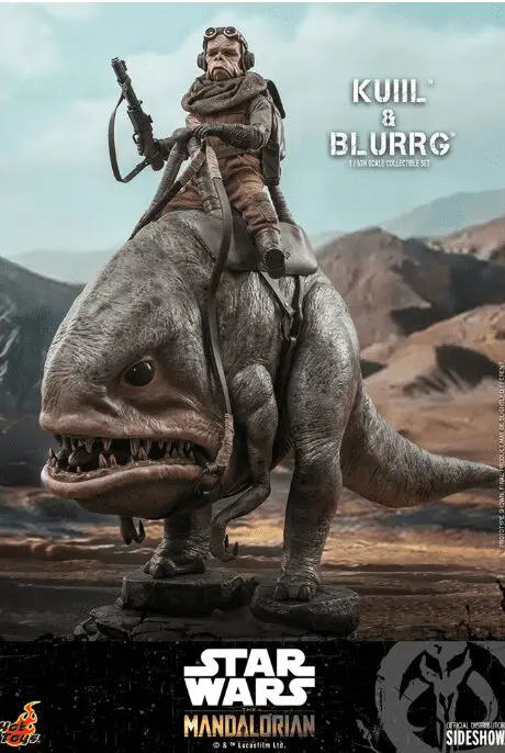Kuiil riding a blurrg in desert