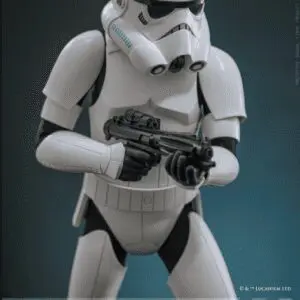 Stormtrooper figure holding blaster weapon