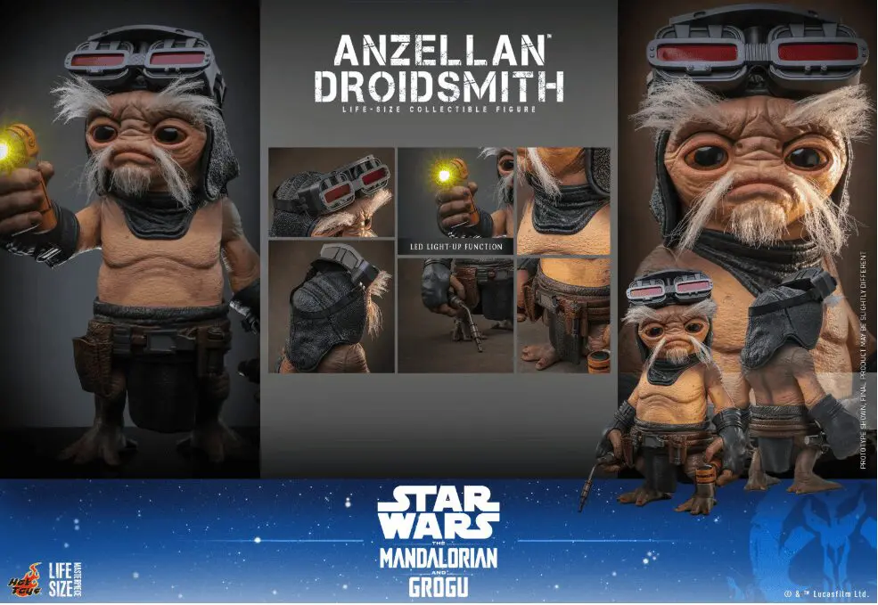 Life-size Anzellian Droidsmith collectible figure display.