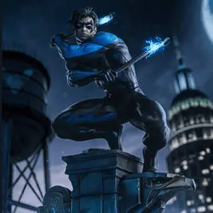 Dynamic pose of a superhero figure