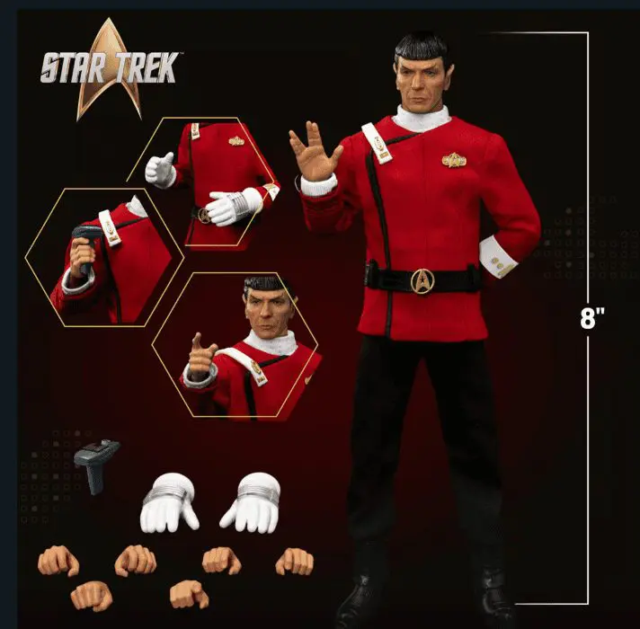 "Spock action figure in Starfleet uniform"