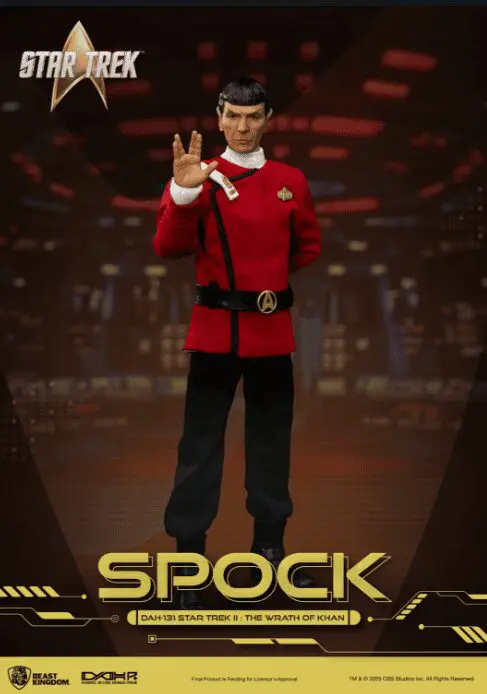 "Spock action figure in classic Starfleet uniform"