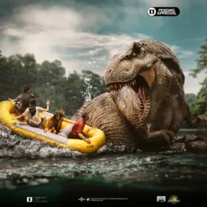T-Rex River Attack Statues Iron Studios