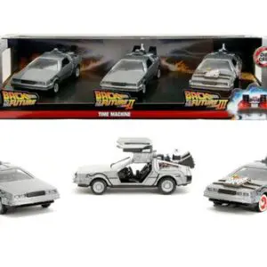 Hollywood Rides Back to the Future Time Machine 1:32 Die-Cast Metal Vehicle 3-Pack