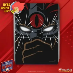 Red-eyed character with glowing eyes illustration.