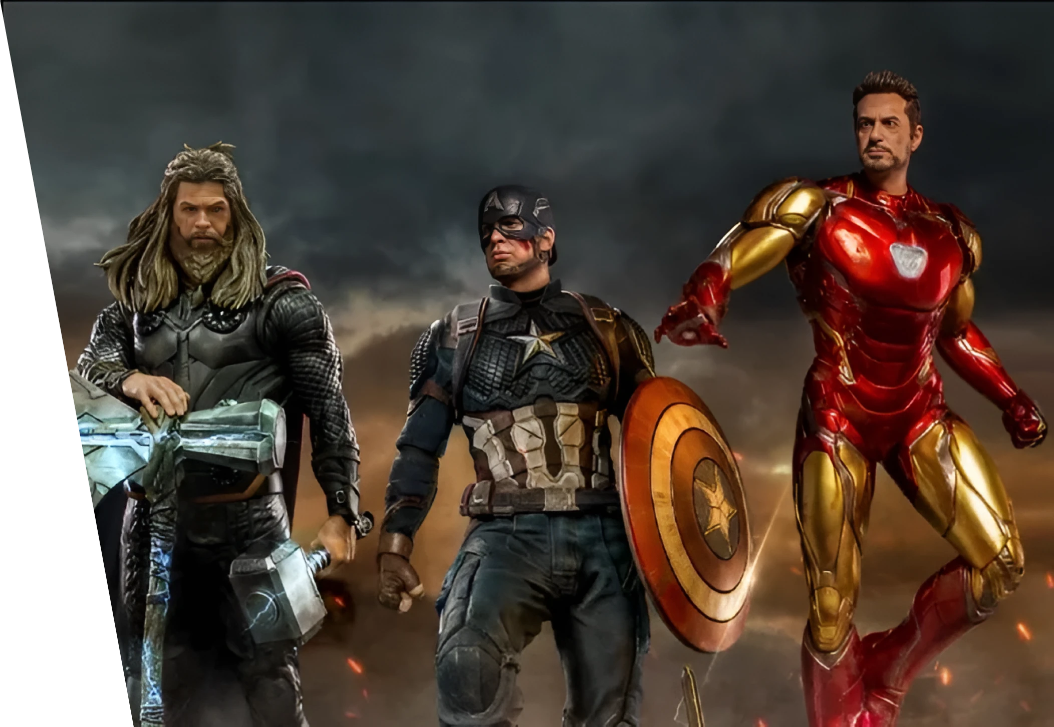 Three superheroes standing together heroically