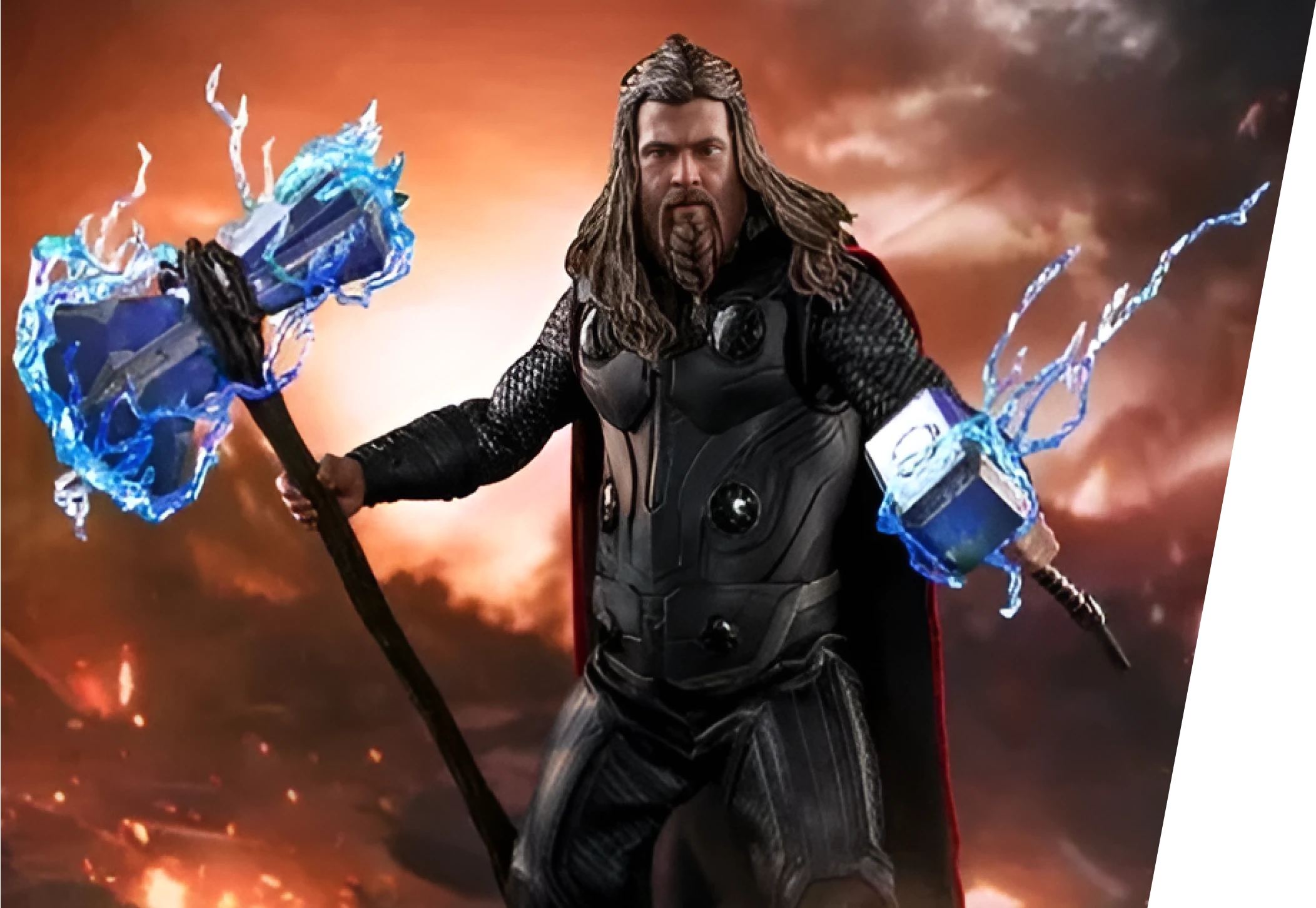 Action figure with glowing weapons